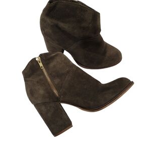 Poelman Block Heel Suede Ankle Booties Size 40